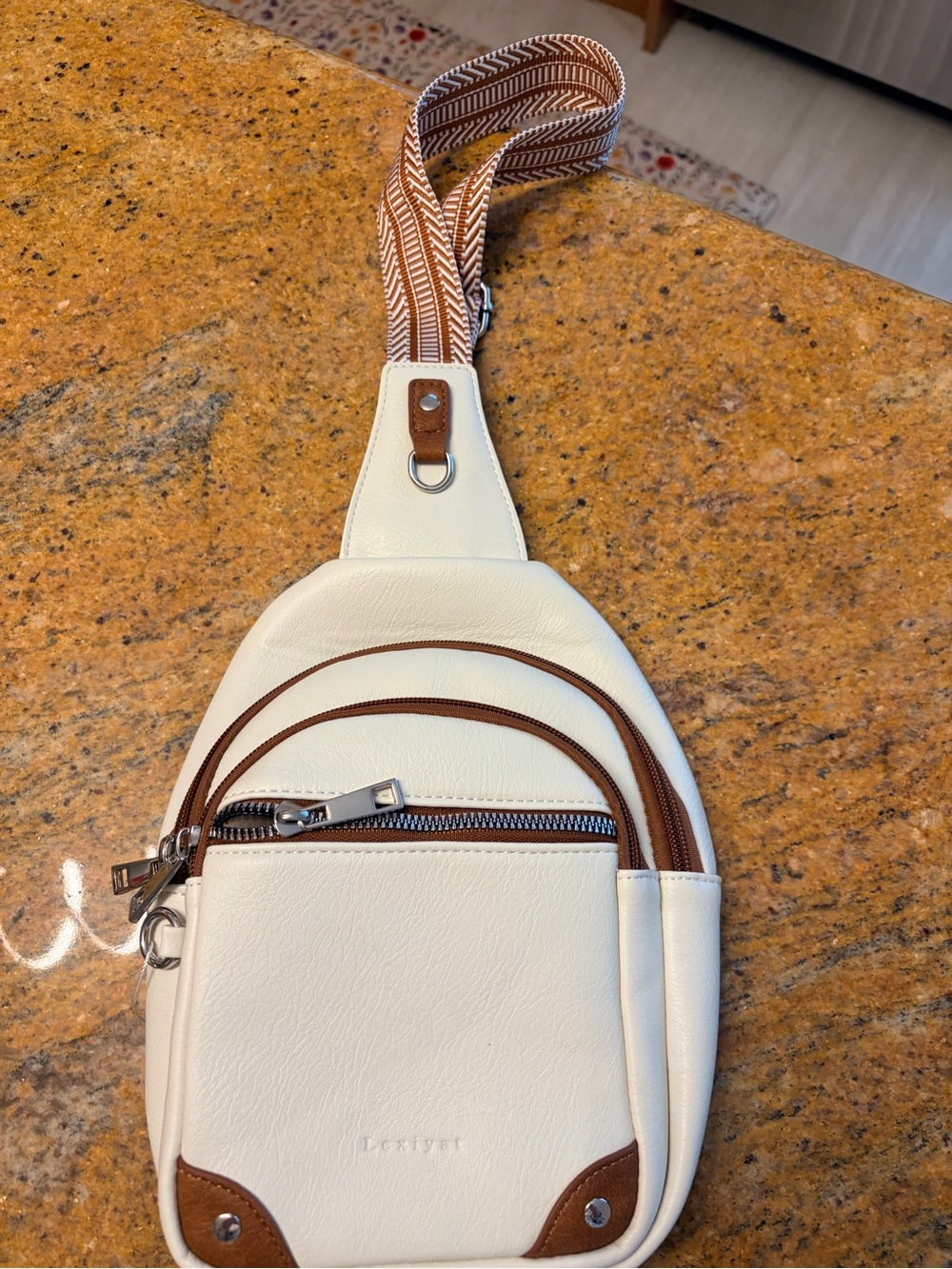 NWT White and Brown Sling Bag